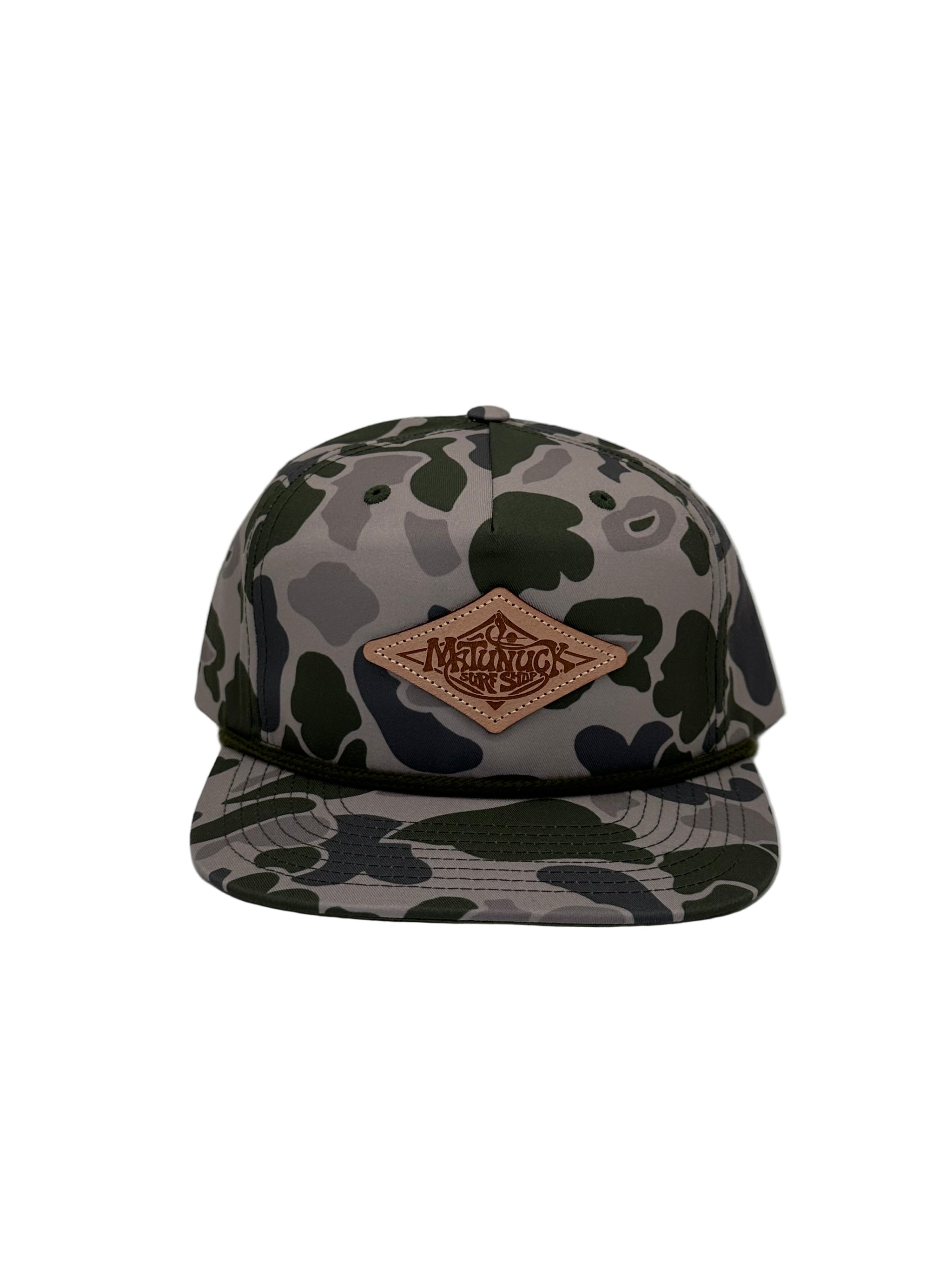 Duck Camo Captain's Hat Leather Diamond Marsh